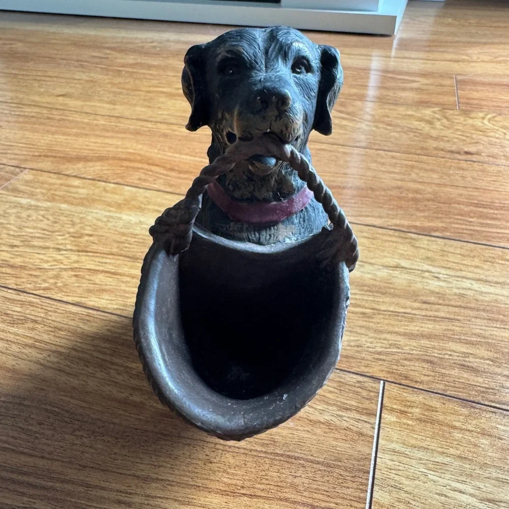 Expo Inc Home Goods Heavy Dog Bookend, Decor, Door Stop with Basket